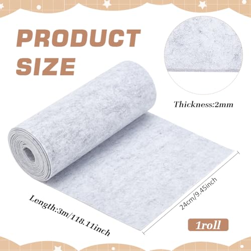 Image of BENECREAT 118x9.8 Inch Felt Fabric Roll, Craft Felt Cloth, 2mm Thick Single Face Light Grey Non-Woven Polyester Craft Fabric for Sewing Quilting, Handwork Project DIY