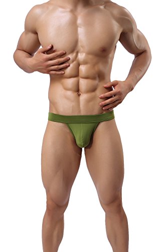 YuKaiChen Men's Briefs Seamless Underwear Low Rise Bikini Bulge Enhancing Army Green Medium - Thumbnail 4