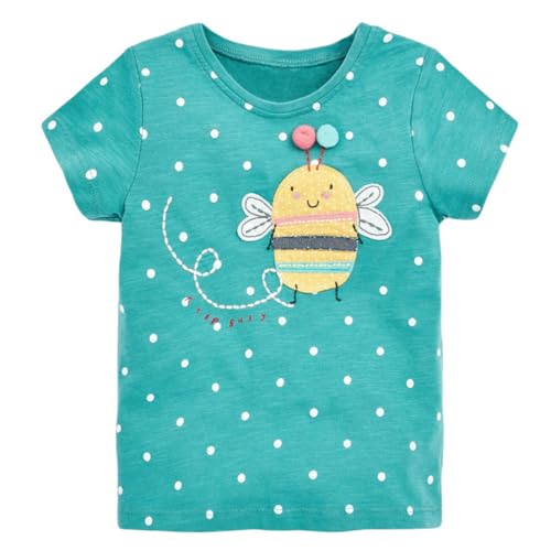 Kids Girl Ruffle Short Sleeve Tee Shirts Sets Cotton Casual Crewneck Pink Cat Yellow Rabbit Tops T-Shirts 3 Packs 4T4