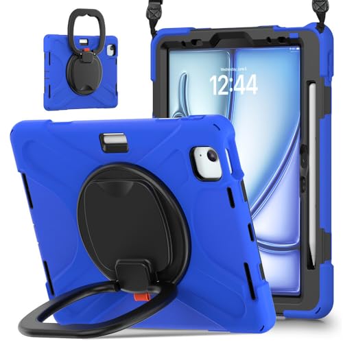 Étui iPad Air 11 M2 antichoc avec support rotatif 360 degrés bleu