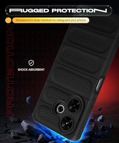 Image of WOW IMAGINE Ultimate Silicone Back Cover Case for Mi Redmi 13 5G | Poco M6 Plus 5G | Heat Dissipation Thin Soft TPU | 360 Camera Protection | Breathable Cooling Holes - Pitch Black