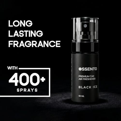 Image of Car Air Freshener Spray Black Ice 60ml | Long Lasting Premium Car Perfume, Odor Eliminator for Interior, Fresh Woody Musky Scent, Fabric Use, Travel Friendly Fragrance Spray