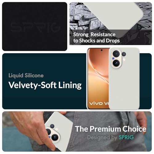 Image of SPRIG Compatible with Vivo V60 Premium SilkTone Back Cover Drop Tested Shock Proof Mobile Case for Men, Women, Boys and Girls with Camera Protection (Light Grey)
