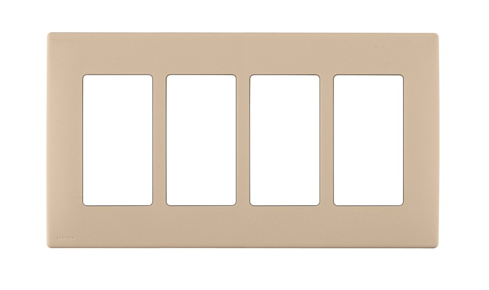 Placa de pared de diseño Leviton Renu REWP4-DT sin tornillos acabado premium marrón claro