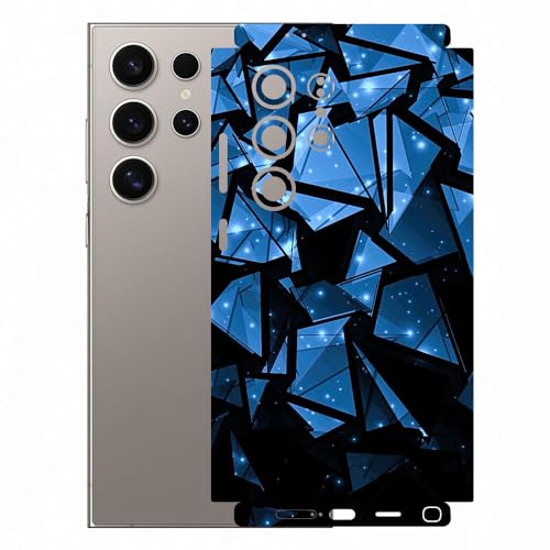 Image of AtOdds Mobile Skin Sticker Wrap | Compatible for Samsung S24 Ultra (5g) | Scratchproof Matte Finish | Full Coverage for All Sides & Camera Protection (Design - Blue Crystals)