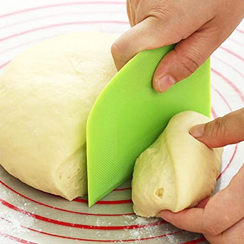 Dough Scraper Bowl Scraper, Flexible Dough Bowl Spatula Food-Safe Plastic Dough Cutter Bench Scraper Pastry Cutter Tool Food Scrappers Dough Bread Cutters For Bread Baking Cake Fondant Icing Dumpling #TOP24