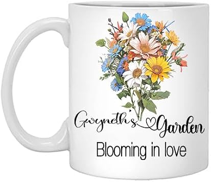 Birth Flower Personalized Gift Personalized Garden Mothers Day Gift Personalized Name Gwyneths Garden Gift for Her Gifts for Her Grandma, Mom, Sister, Girl Gift White Mug 11oz mug071571