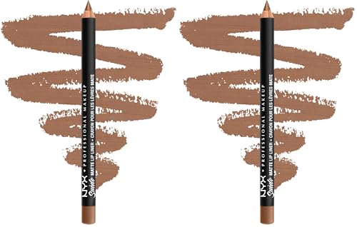 Image of NYX PROFESSIONAL MAKEUP Suede Matte Lip Liner, Velvety-Smooth, Long-Lasting Formula For A Defined Lip Makeup Look - Sandstorm (Brown) (Pack of 2)