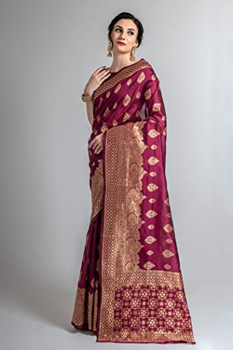 Image of Lilots Women's Designer Banarasi Silk Jacquard Designer Saree With Blouse Piece