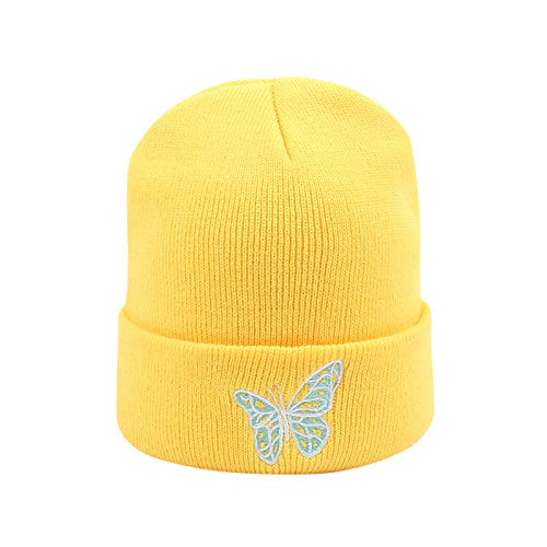 pedkit Homens mulheres gorros de malha de inverno borboleta bordado quente confortável chapéu casual