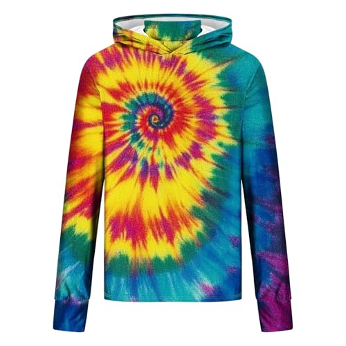Men's Sun Protection Hoodie Shirt UPF 50+ Long Sleeve UV SPF Fishing Tie Dye Print Shirts with Mask Rash Guard4
