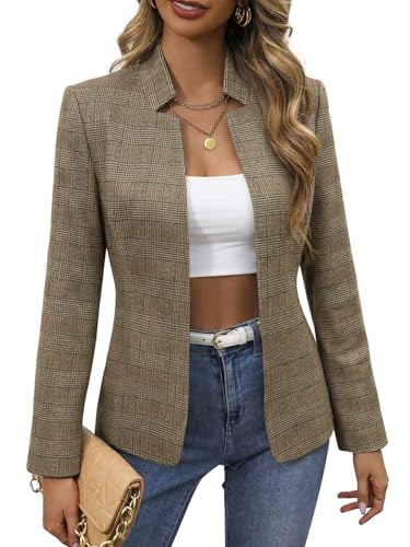 Mina Self Plaid Blazer Jacket for Women 2026 Houndstooth Fall