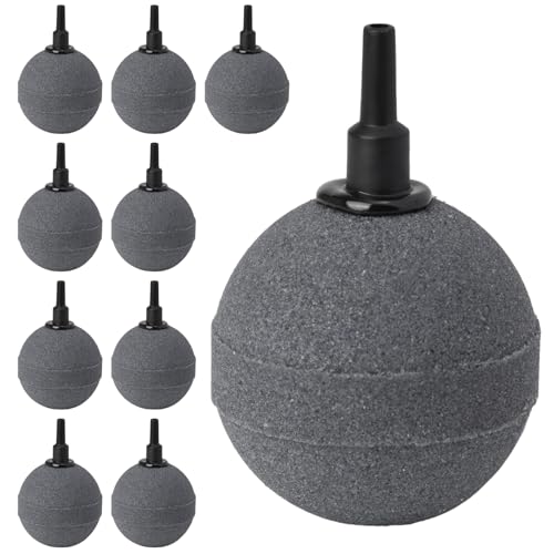 Zymuegist 10 Pack Aquarium Air Stone Bubbler 50mm Spherical Aeration Stone for Ponds & Aquariums Compatible with Standard 4/6mm Air Lines (Grey 10PCS)