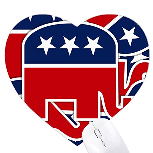 Tapis de souris éléphant républicain États-Unis emblème Amérique forme cœur pour ordinateur