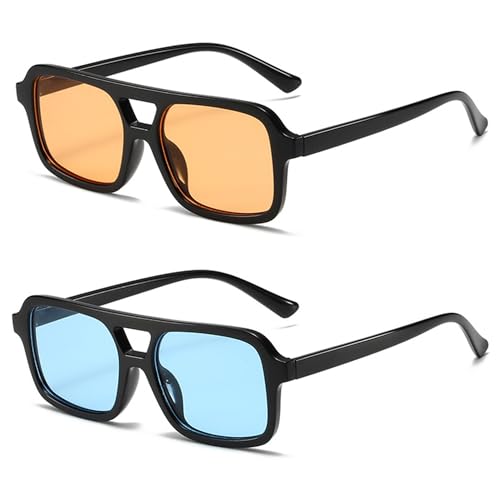 Aviator Sunglasses for Women Men Retro 70s Square Vintage Trendy Rectangle Sun Glasses DSR038