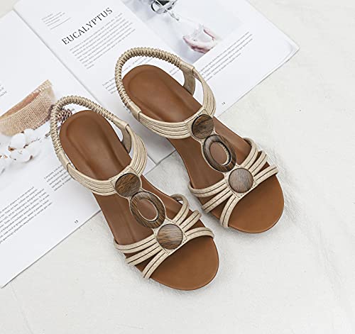 FRALOSHA Wedge Sandals for Women Dressy Open Toe Comfy Casual Summer High Heel Platform Breathable Beach Sandals2