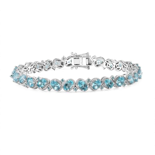 D'Joy Blue Apatite 14.30 ctw Floral Vine Bracelet in Rhodium Over Sterling Silver 8.00 In Christmas Gifts