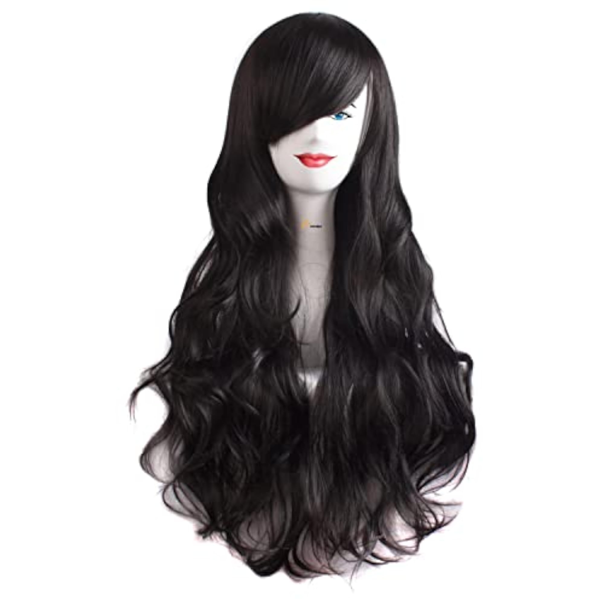 28 Inch Soft Long Curly Wig for Women, Natural Black