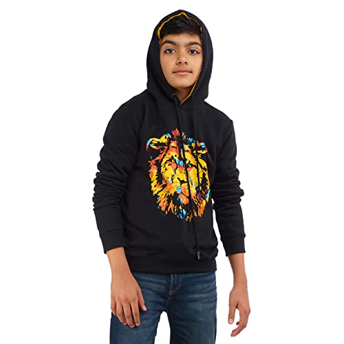 Image of Real Basics Boys Cotton Hooded Neck Hoodie (RB-BoyHood-P1-78-Lion Multicolor 7 Years-8 Years)