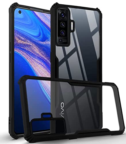 Image of Jkobi Back Cover Case for Vivo X50 4G | 5G (Crystal Glass Back | Camera Protection | Shockproof | Black)