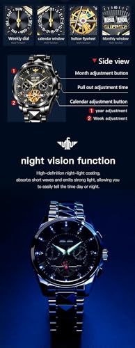 Image of OLEVS Automatic Men Watches Mechanical Luxury Self Winding Wrist Watch Stainless Steel Waterproof Wrist Watches
