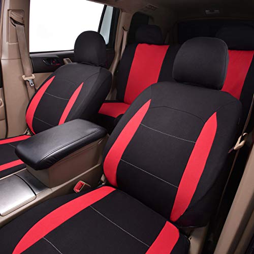 Flying Banner Car Seat Covers Full Set Front Seats And Rear Bench Polyester Car Seat Protectors Black Gray Purple Airbag Compatible Rear Bench Split (Black Red) #TOP6