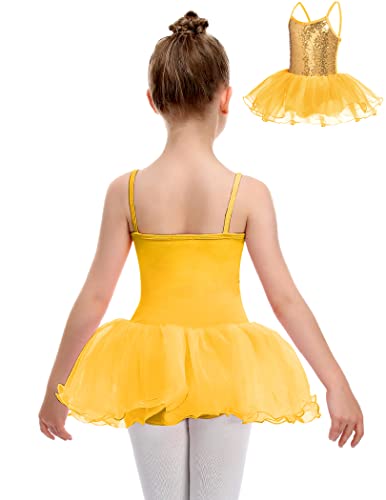 Flypigs Girls Sparkly Sequin Ballet Leotards Skirted Pullover Tutu Dance Dress Gymnastics Outfits Kids Ballerina Costume #TOP2