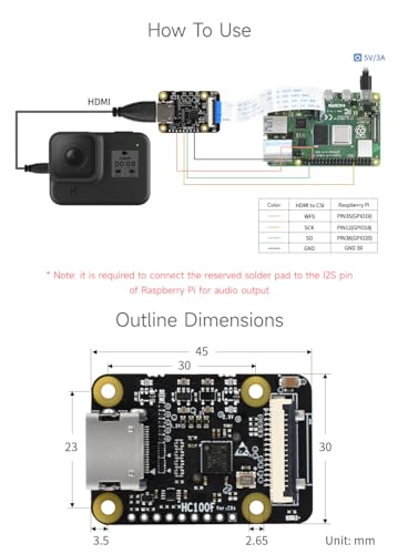 waveshare HDMI to CSI Adapter, Compatible with Raspberry Pi 4B/3B+/3B/Pi Zero/Zero, Support 1080p@30fps Support from HDMI Input Backward Compatible - Image 5