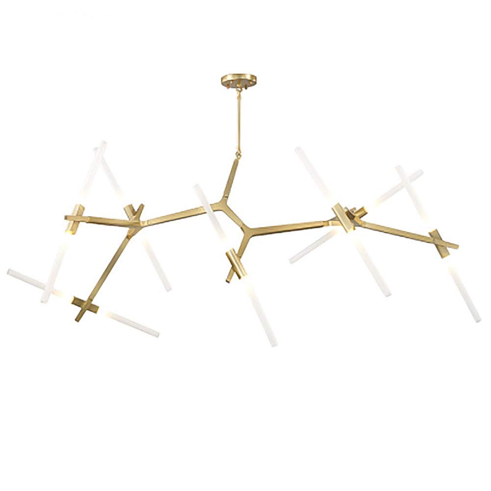 SYAXVOM G9 Modern Branch Chandelier,Industrial Style Herringbone Tube Chandelier,Minimalist Chandelier,For Dining Room Living ht Fittings-Golden. 14 head