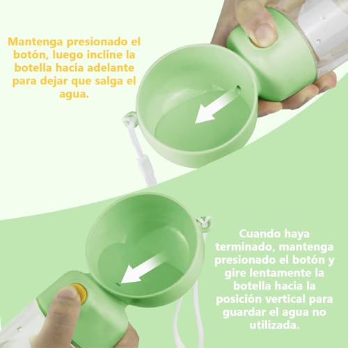 Botella de Agua para Perros, Botella de Agua Portátil para Mascotas con Recipiente para Comida, Bebe