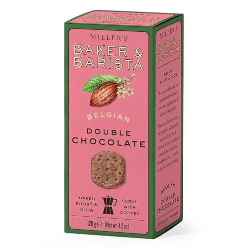 Miller's Artisan Biscuits Baker & Barista Belgian Double Chocolate Shortbread Cookies | Imported from England | 4.2 oz