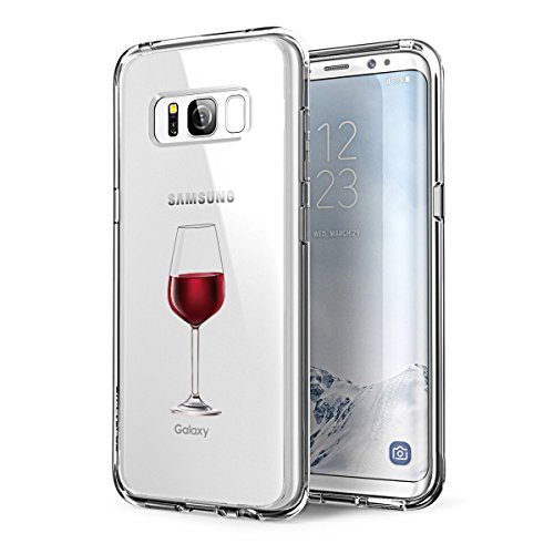 AIsoar Coque Compatible pour Samsung Galaxy S8,de Protection Transparente Silicone Antichoc TPU Ultra Mince Housse arrière Résistant aux Rayures Couverture (Verre À Vin Rouge) Cover