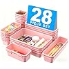 Organizador de cajones rosa, organizador de maquillaje, con capacidad para 177 artículos: organizadores de baño y almacenamiento, divisor organizador de escritorio de plástico, contenedores