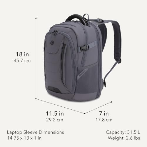 Image of SwissGear Travel Tech Pro Laptop Backpack - Fits Laptops up to 16 inch - ScanSmart TSA-Friendly Backpack with Multiple Organizer Pockets - Charcoal