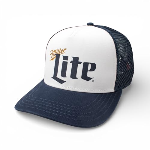 AMERICAN NEEDLE Miller Lite Beer Sinclair Adjustable Snapback Trucker Baseball Hat Navy/White
