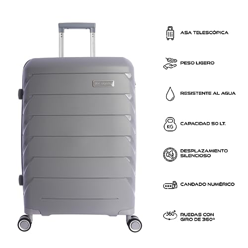 Valise moyenne Don Algodon en polypropylène gris de 65cm avec 4 roues 360