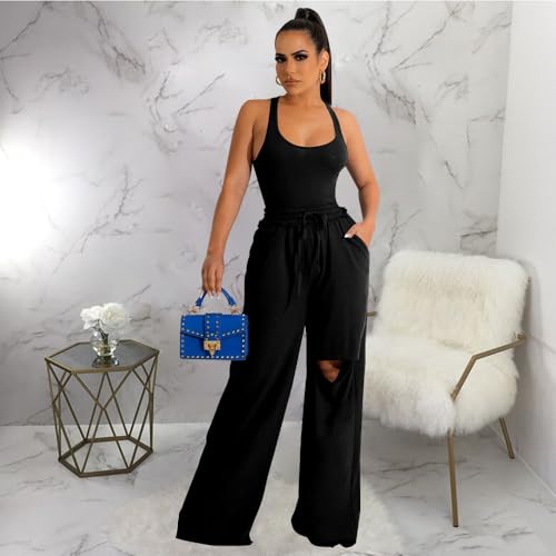 Ensemble femmes elegant deux pieces d'ete avec haut ajustee et pantalon a poches - 3
