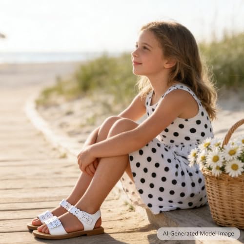 Image of Felix & Flora Toddler Girl Sandals -Flower Girl Dress Shoes Open Toe Little Kid Flats