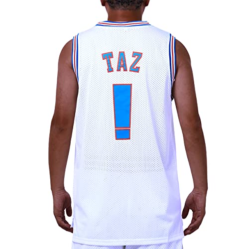 TUEIKGU Taz #! Space Movie Jersey de baloncesto para hombre, S-XXL, color blanco y negro, Blanco, X-Large Cover