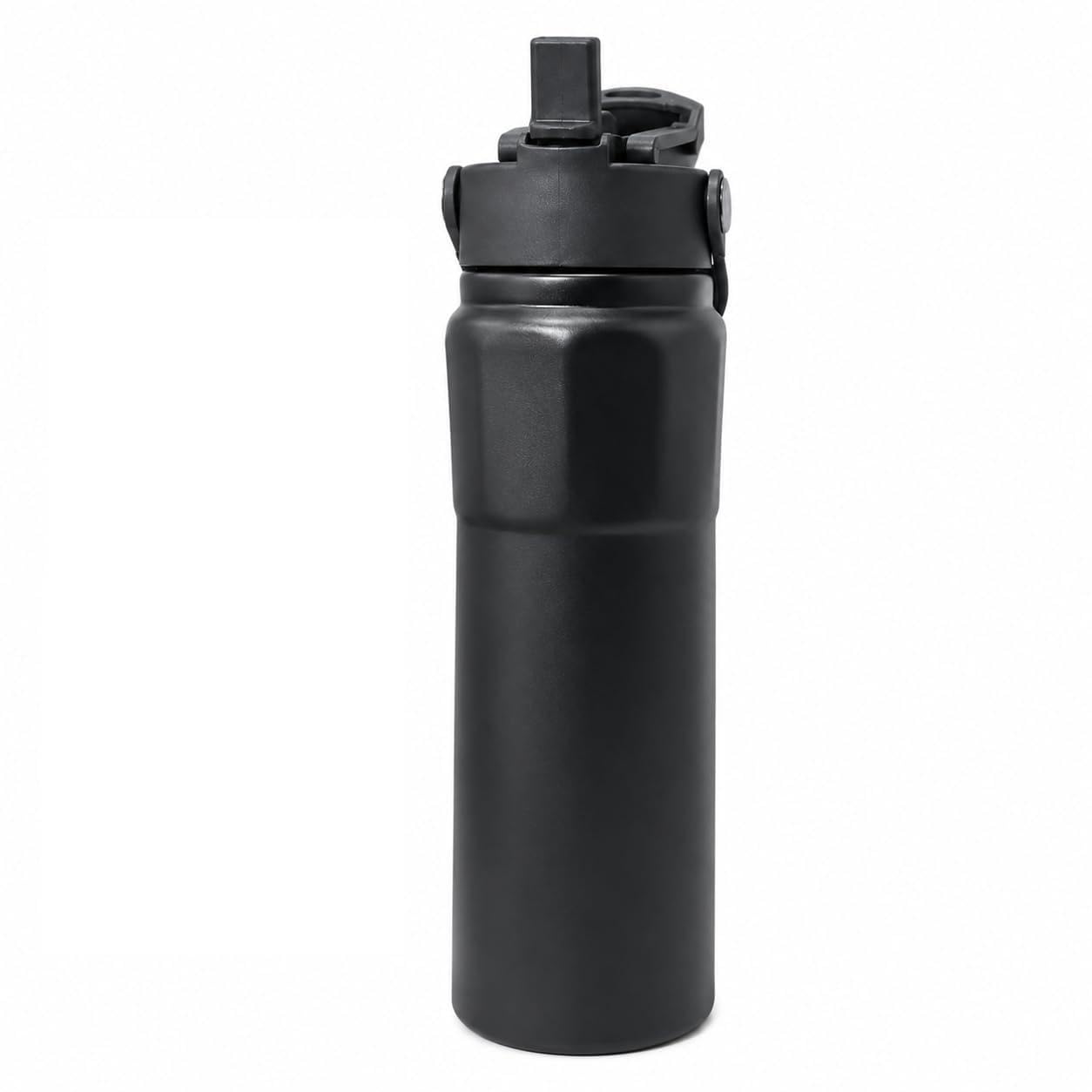 Makii Metal Water Bottle - BPA Free Leakproof Insulated Stainless Steel Sports Bottle With Straw For Gym Cycling Running (Black)