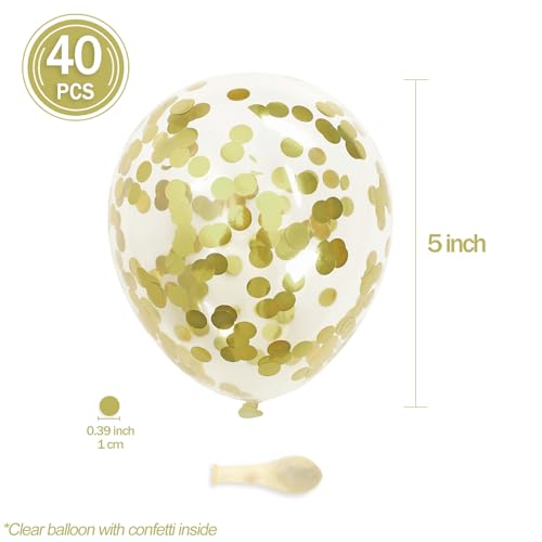 Image of Champagne Gold Confetti Balloons, 40 Pcs 5 Inch Clear Balloons with Confetti Inside for Birthday Party Graduation Engagement Cake Topper Decor Bridal Shower Baby Shower Decoration Supplies