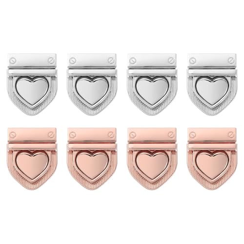 Fermoir à tournant en coeur doré et argenté Quarkzman pour sac en cuir élégant