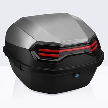 Motorcycle Rear Box Large Capacity 44L Rear Box Motorcycle Box Lightweight Top Case with Book Easy to Attach and Detach Auto Box with Key Lock Security Measures Square Waterproof Shockproof for Travel