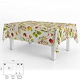 Mantel Hule Rectangular Hojas Otoño Impermeable Antimanchas PVC 140x250 cm. Recortable Uso Interior y Exterior