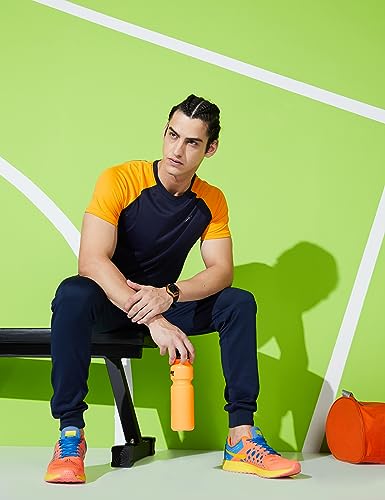 Image of Amazon Brand - Symbol Men's Color Block Active Regular Fit Sports T-Shirt | Round Neck | Half Sleeve (Available in Plus Sizes) Polyester