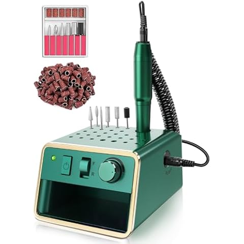 Nail Drill Machine Electric Nail File，All in One Nail Drill Set for Manicure Pedicure, Dark Green Cover