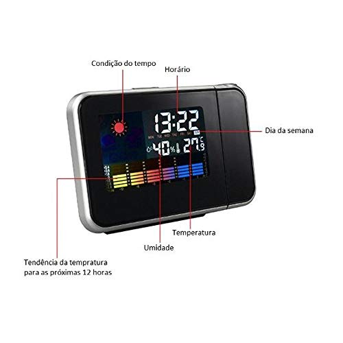 Despertador Digital c/ Projetor de Horas Preto DS8190