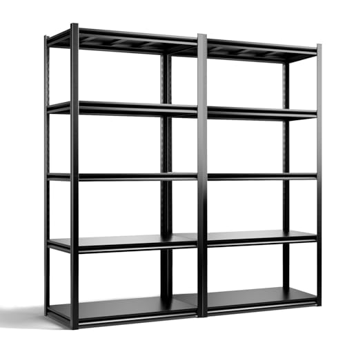 FeheriFurn 5-Tier Metal Storage Shelves Garage Shelving Adjustable Shelf Organizer Rack Heavy Duty Shelving Unit 2000LBS for Garage Pantry Warehouse Basement 35.5