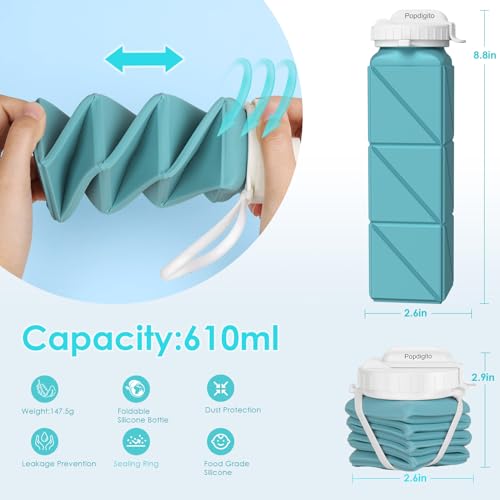 Collapsible-Water-Bottles-207oz-Collapsible-Water-bottle-Leakproof-with-Straw-Lid-Food-Grade-BPA-Free-Silicone-Travel-Foldable-Water-Bottles-for-Sports-Office-Gym-Hiking-Driving-610ML