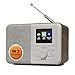 MangoKit MD3 DAB Radio with Bluetooth, 2.4" Colour Display-Portable Digital Radio with DAB/DAB+/FM, 40 Presets, Dual Alarm, Snooze & Sleep, Headphone Jack, USB-C Mains or 12hr AA Battery Power-Walnut
